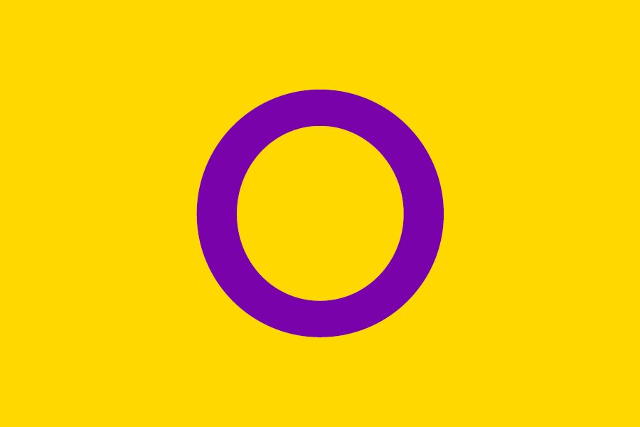 Bandera intersex. El círculo simboliza la integridad y totalidad de los cuerpos y las personas intersex.